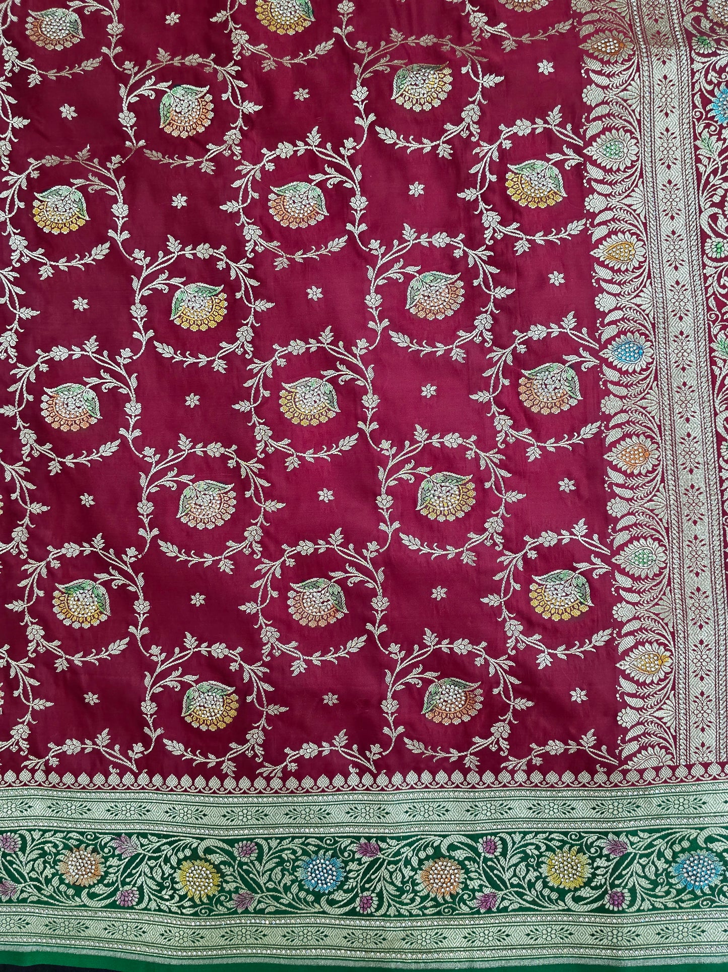 Maroon Zarkan Banarasi Katan Saree
