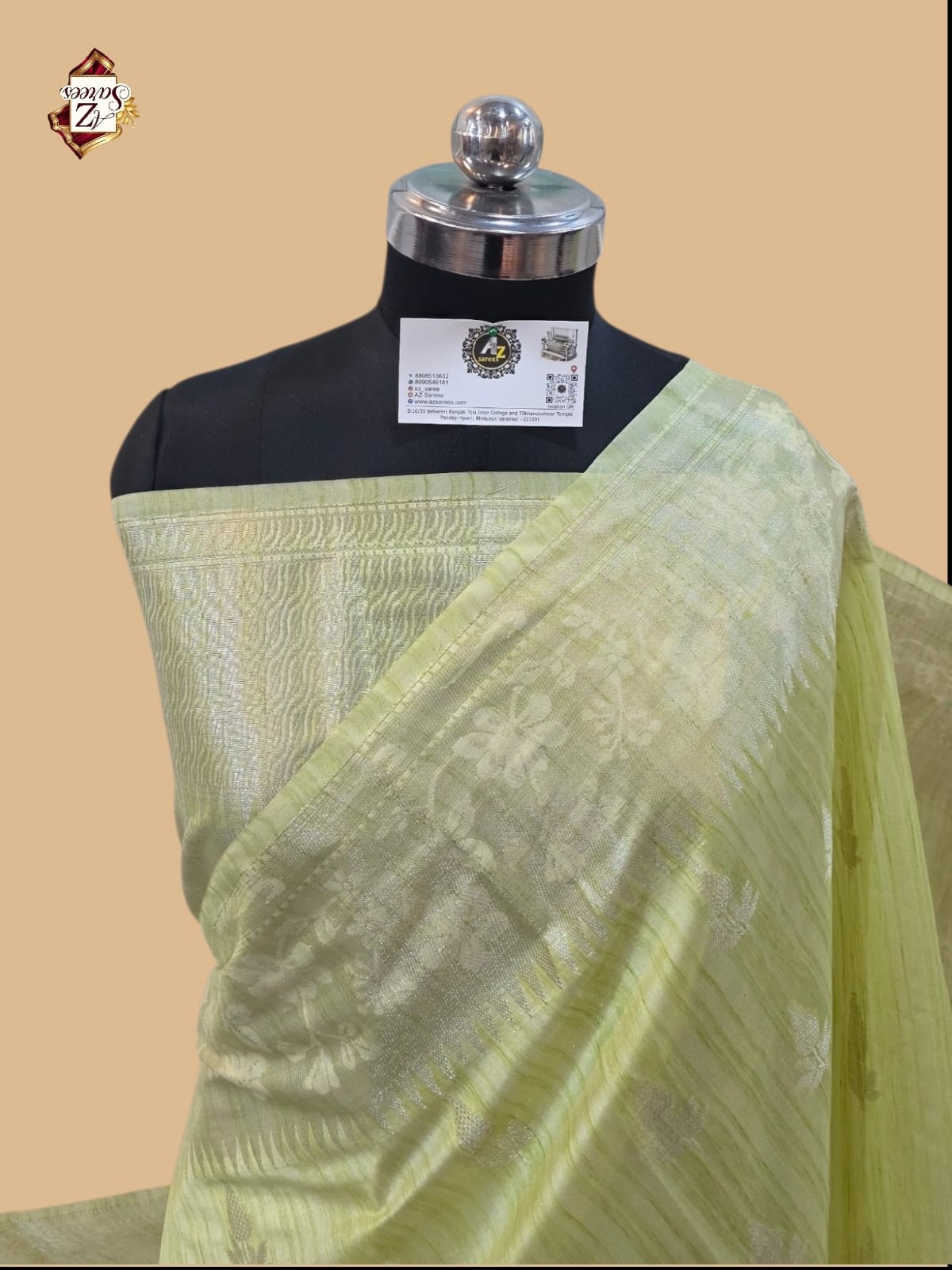 Light Green Banarasi Ghicha Saree