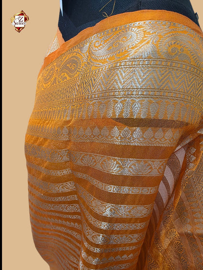 Mustard Banarasi silk saree
