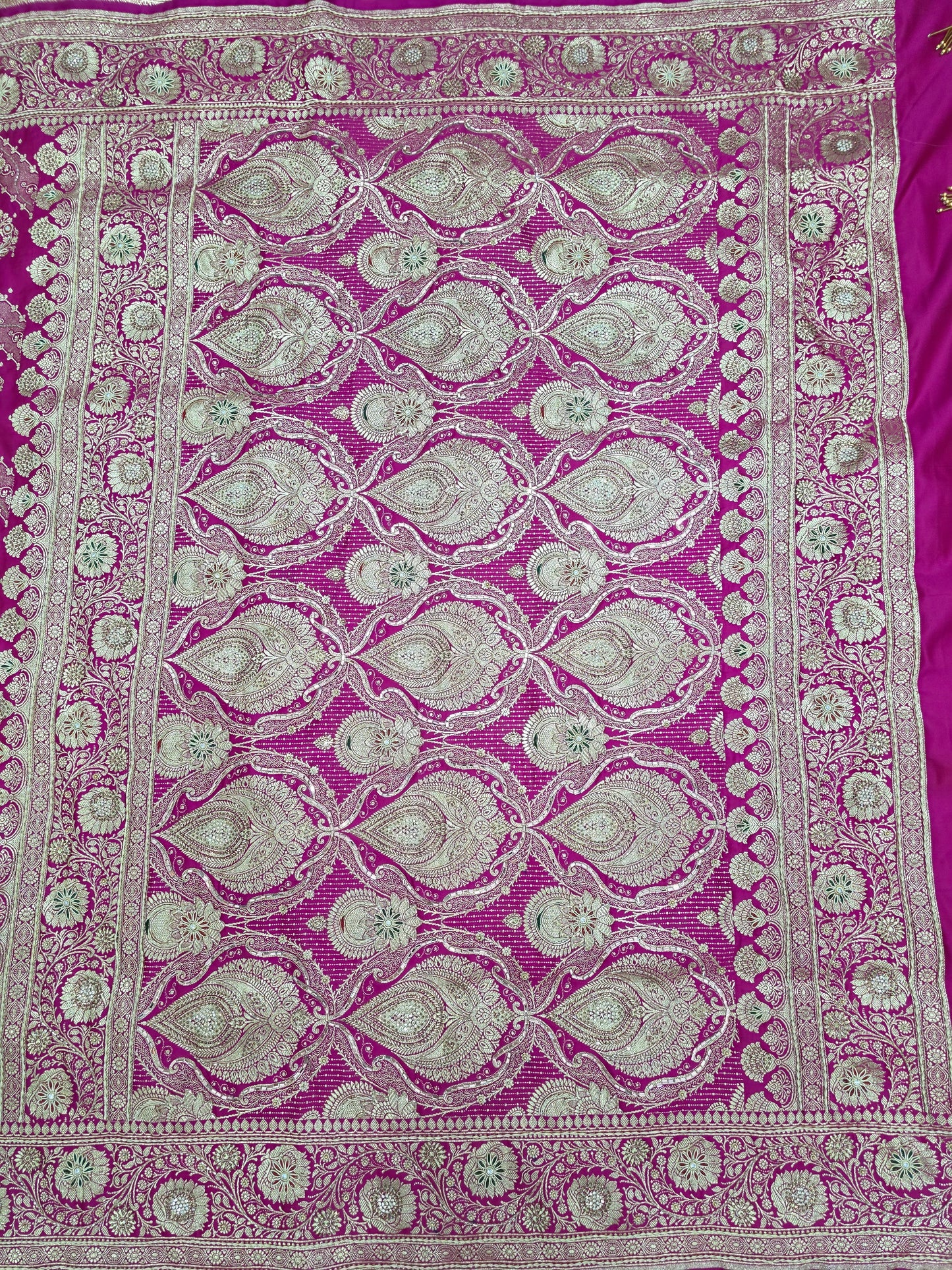 Pink Zardozi Zarkan Banarasi Katan Saree