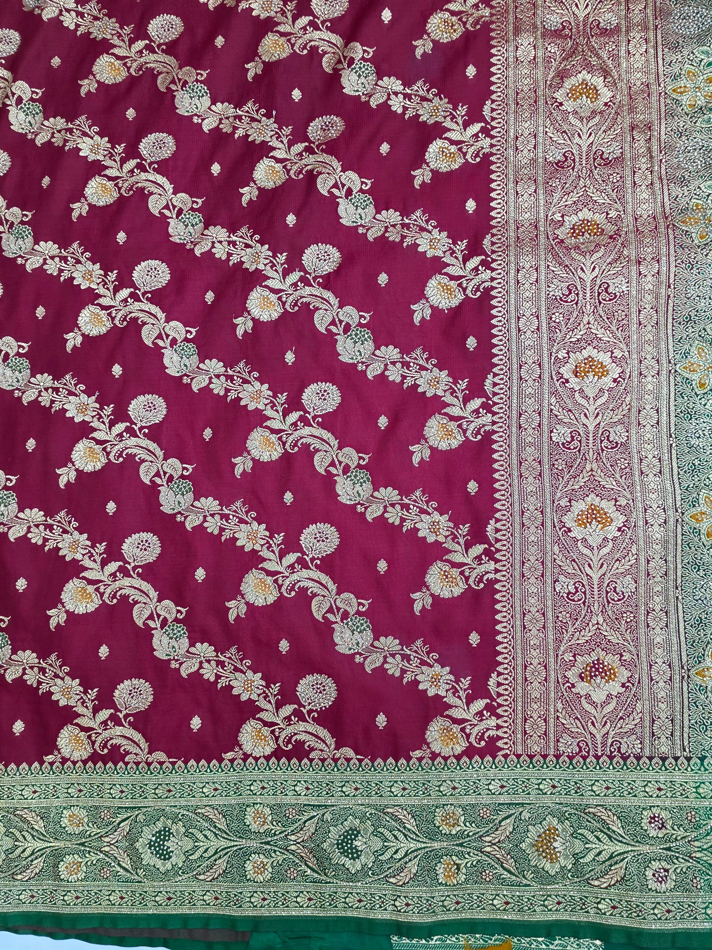 Maroon Katdana Swarovski Banarsi Katan Saree