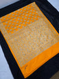 Yellow Zarkan Swarovski Banarasi Katan Saree
