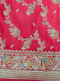 Red Zarkan Swarovski Banarsi Katan Saree