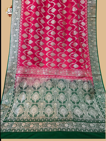 Strawberry Banarasi Katan saree