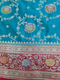 Teal Zarkan Banarasi Katan Saree