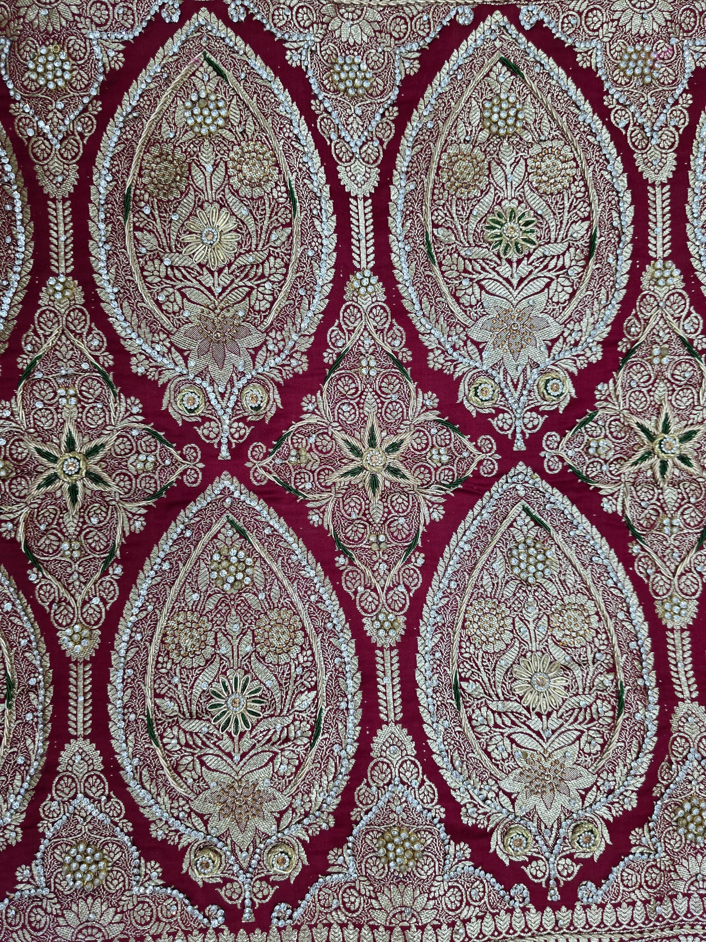 Maroon Zardozi Zarkan Banarasi Katan Saree