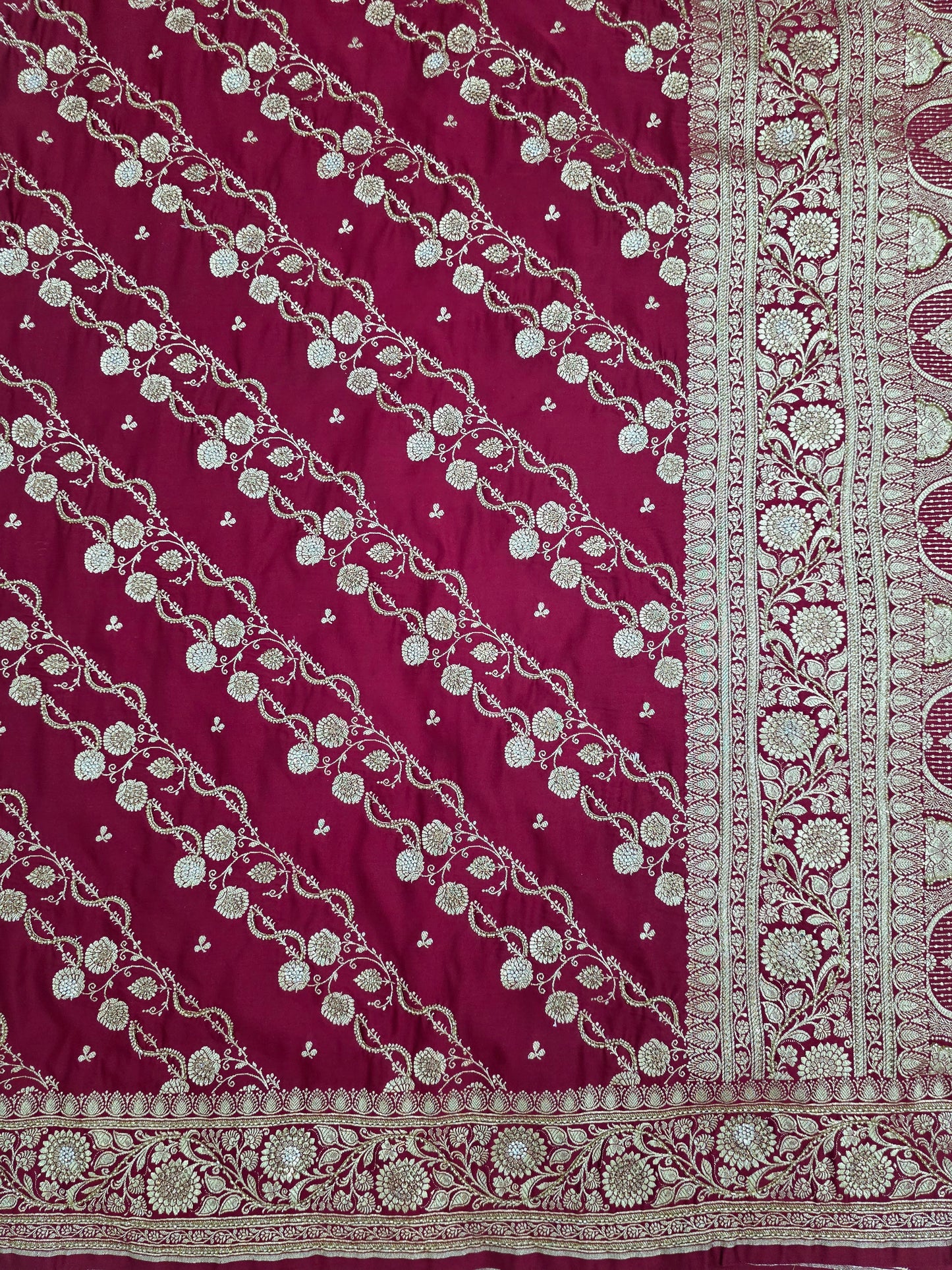 Maroon Zarkan Moti Banarasi Silk Saree