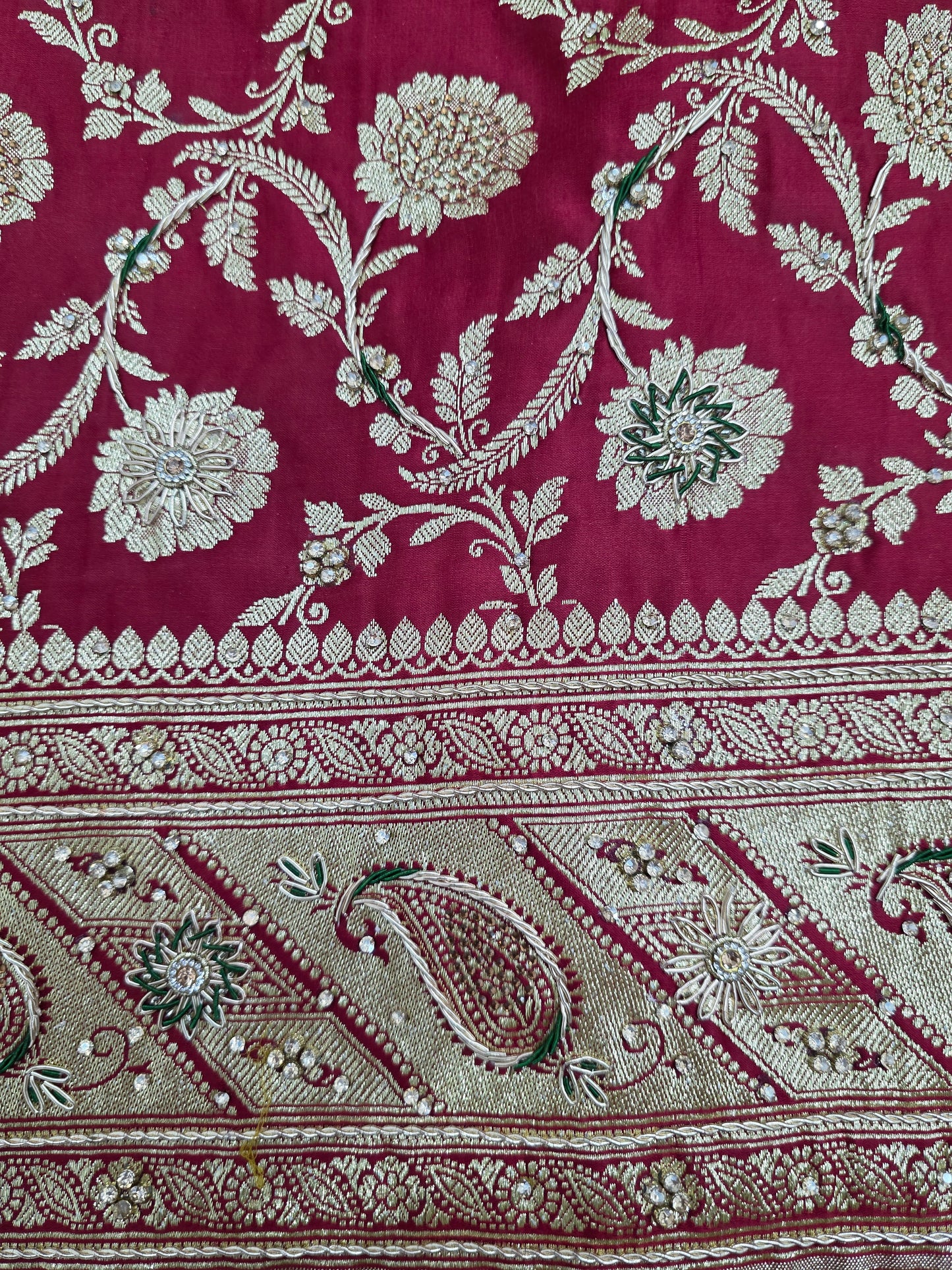 Maroon Zardozi Zarkan Banarasi Katan Saree