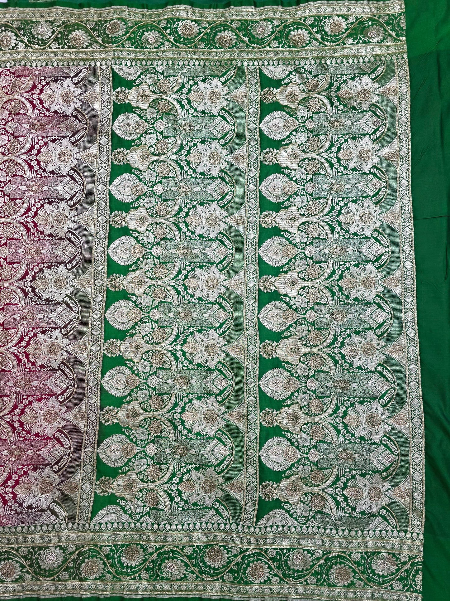 Maroon Zarkan Moti Banarasi Silk Saree
