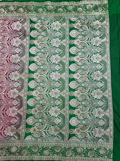 Maroon Zarkan Moti Banarasi Silk Saree