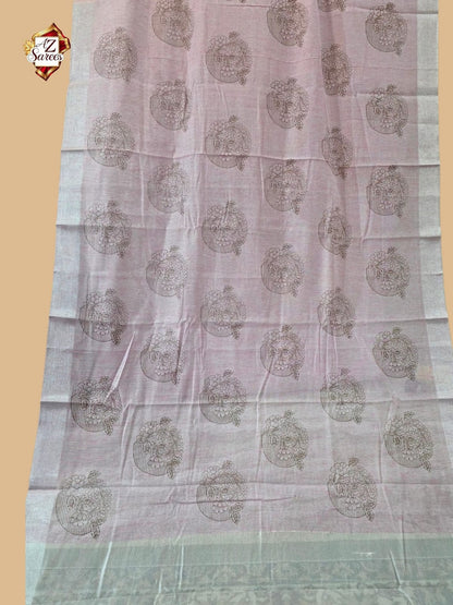 Pink Banarasi Printed Saree