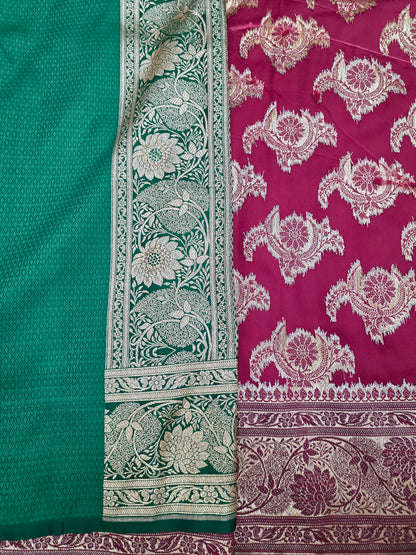Maroon Zarkan Swarovski Banarasi Saree