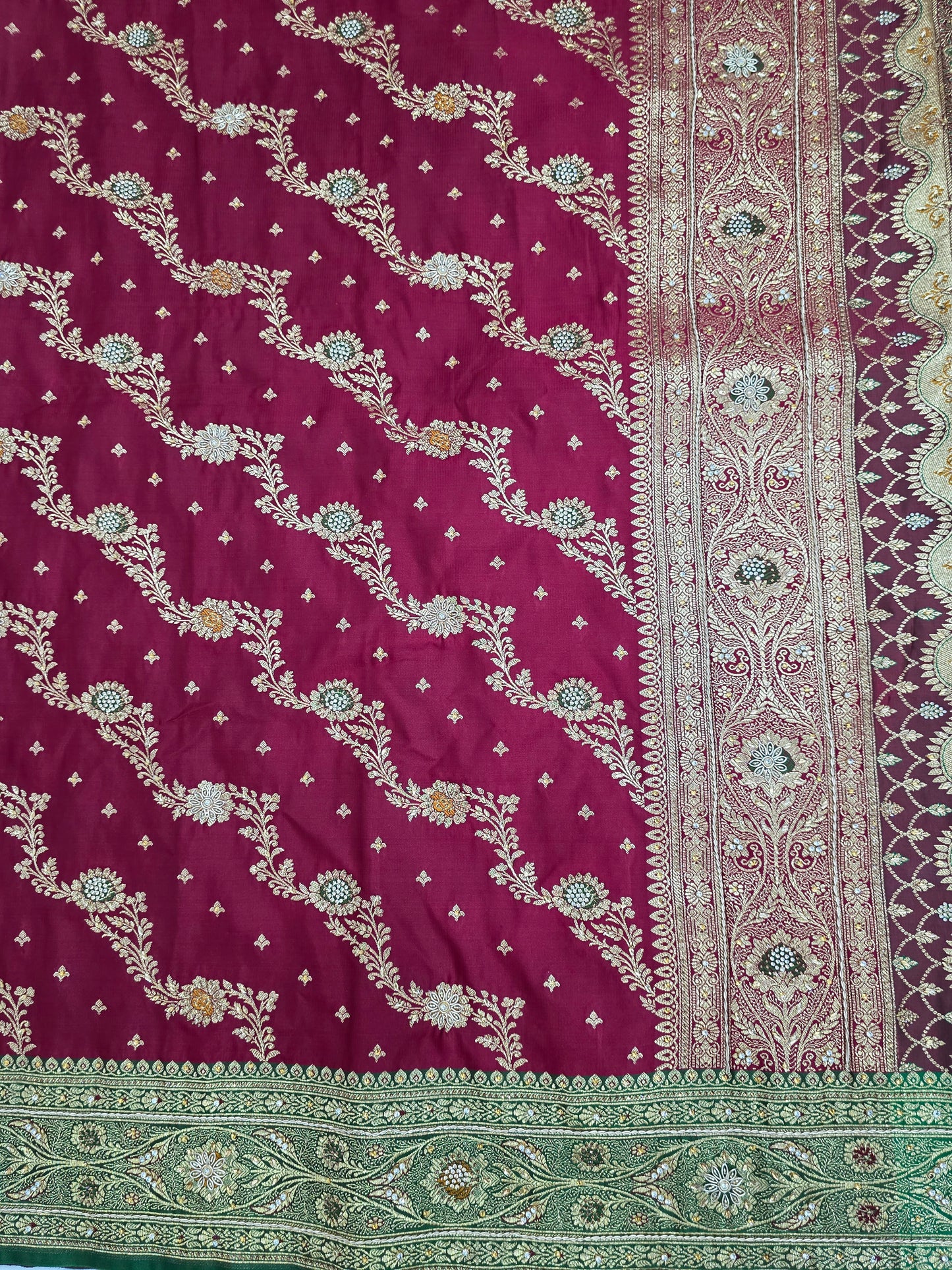 Maroon Zardozi Zarkan Banarasi Saree