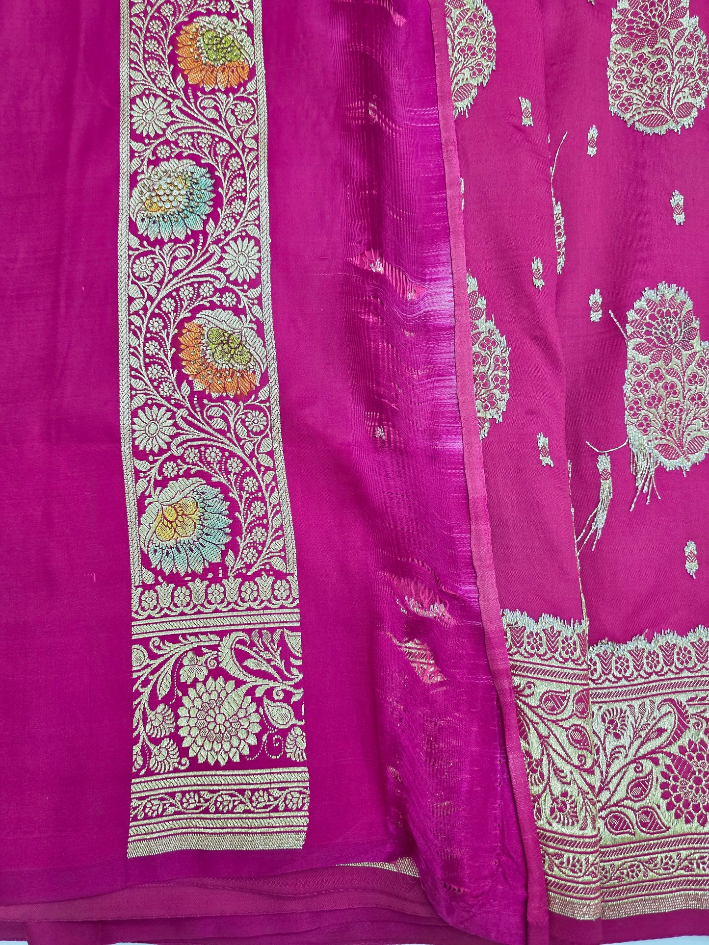 Rani Mina Kari Zarkan Swarovski Banarasi Saree