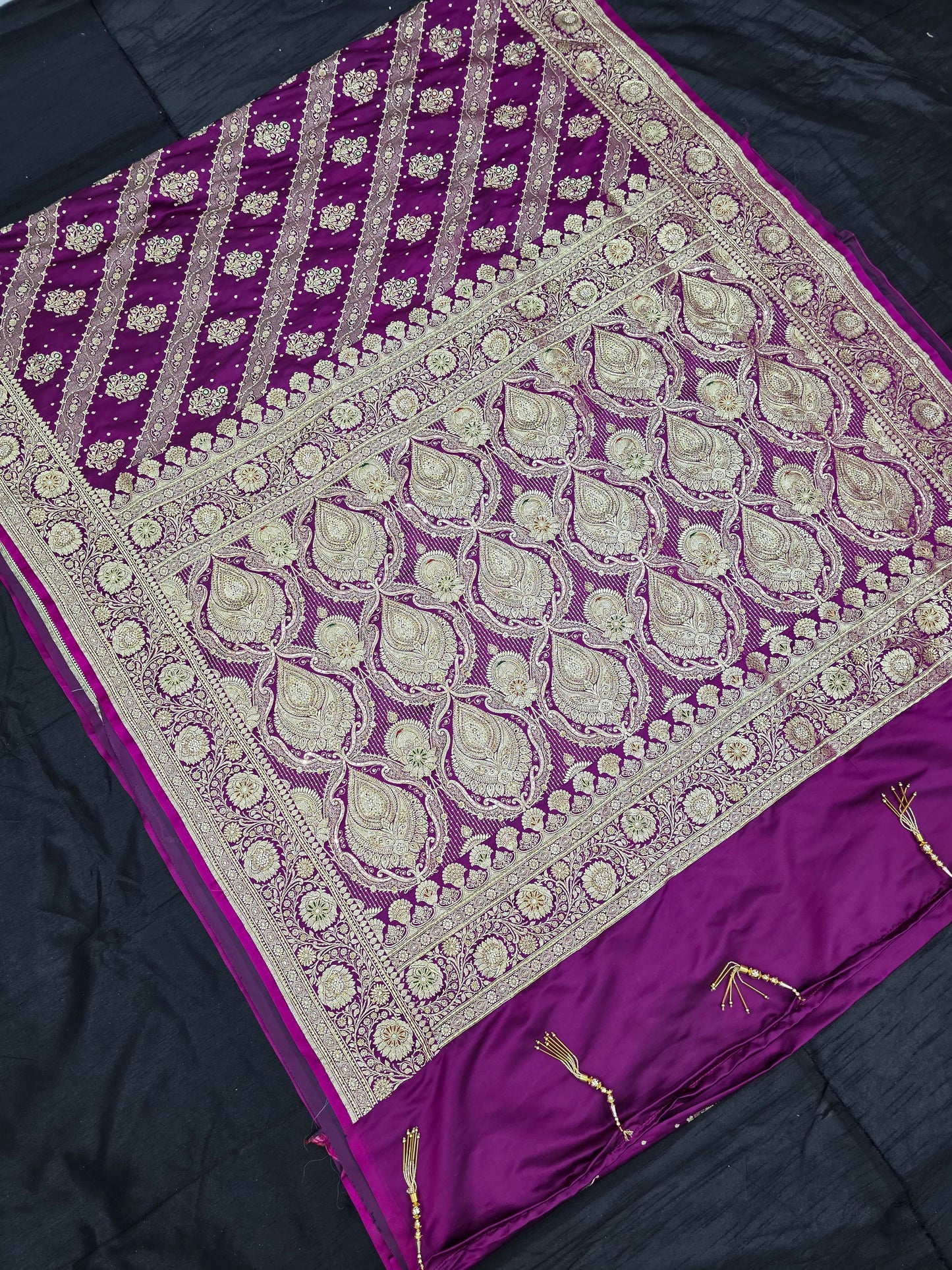 Purple Zardozi Zarkan Banarasi Katan Saree