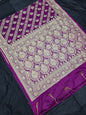 Purple Zardozi Zarkan Banarasi Katan Saree