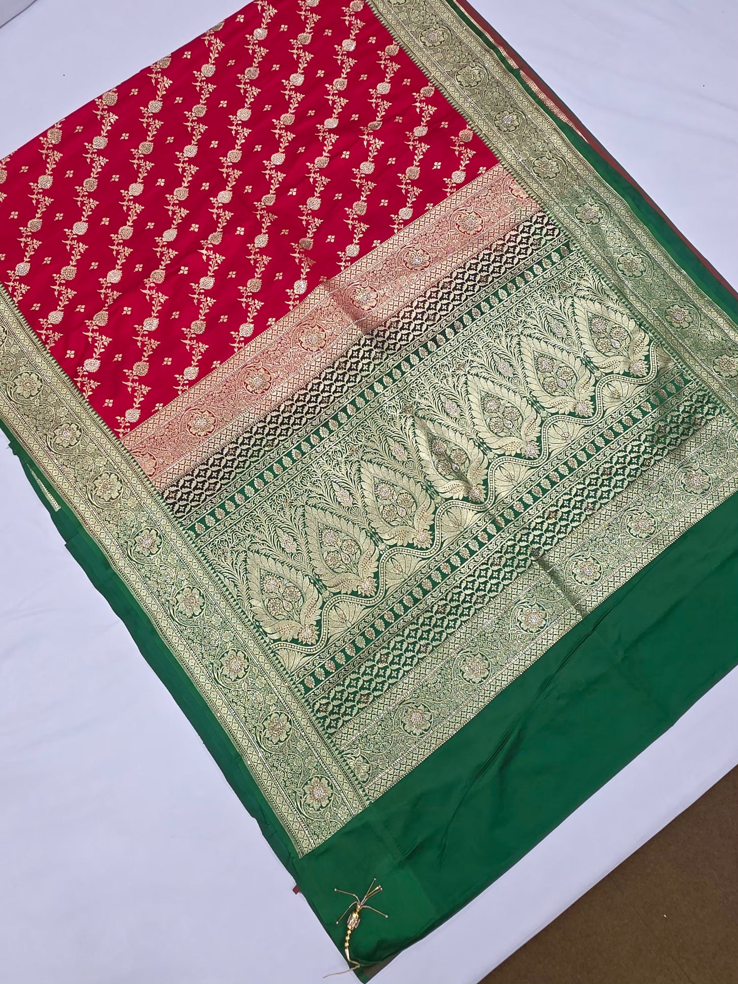 Red Zarkan Swarovski Banarasi Saree