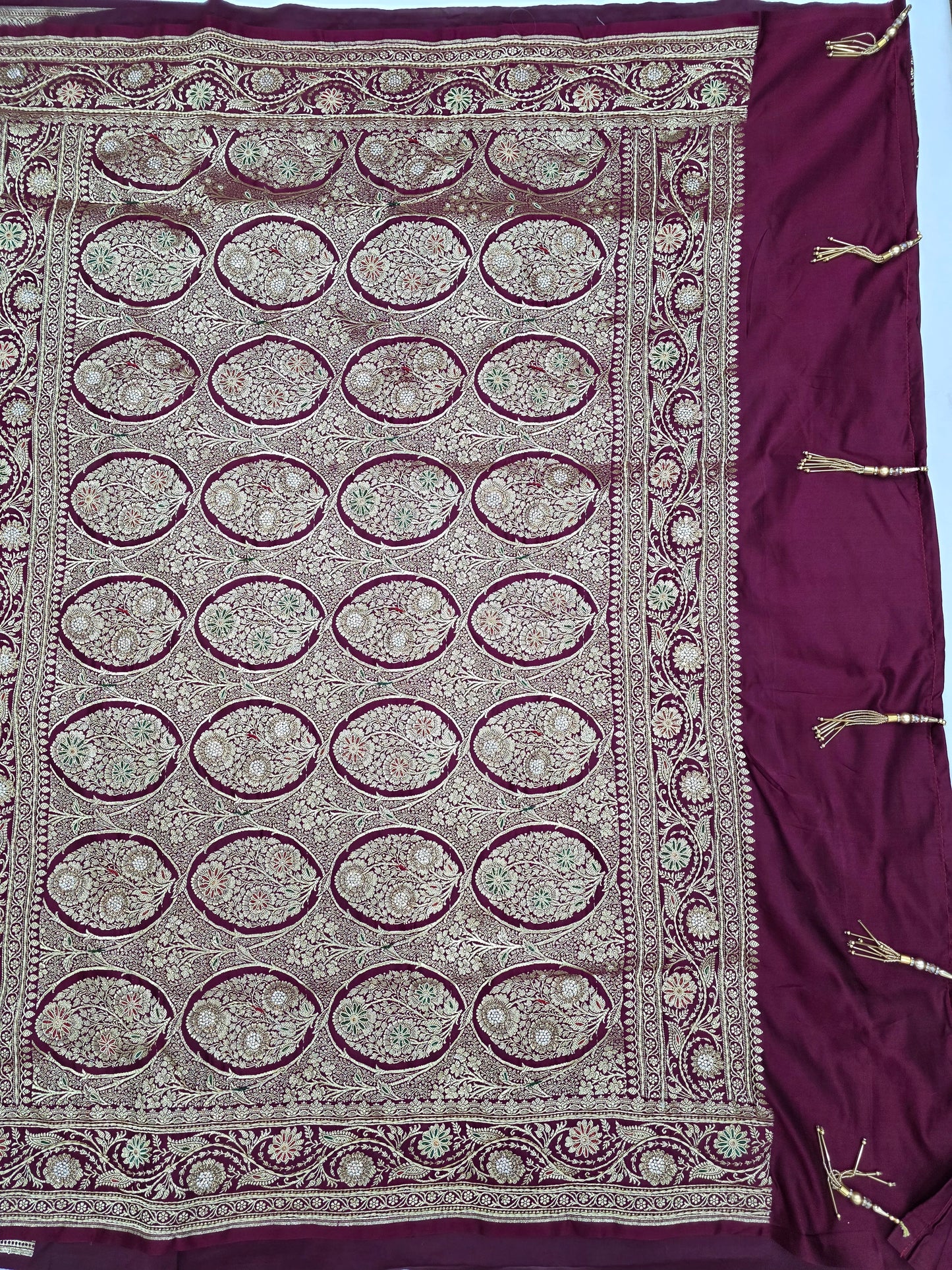 Wine Zardozi Zarkan Banarasi Saree