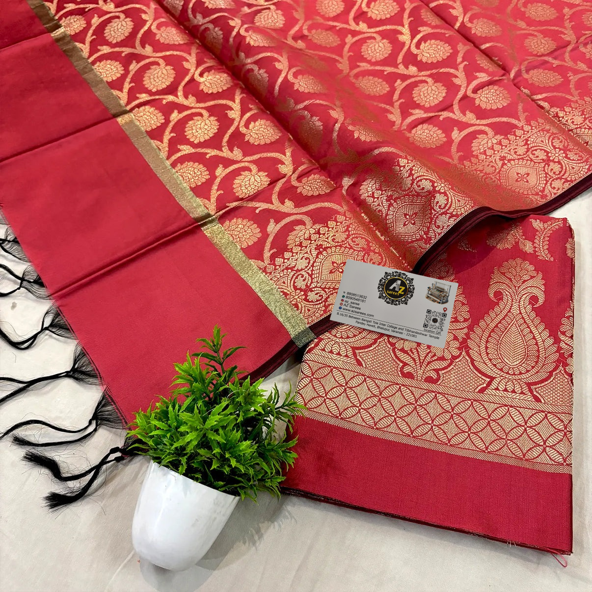 Peach kalga jaal Silk suit