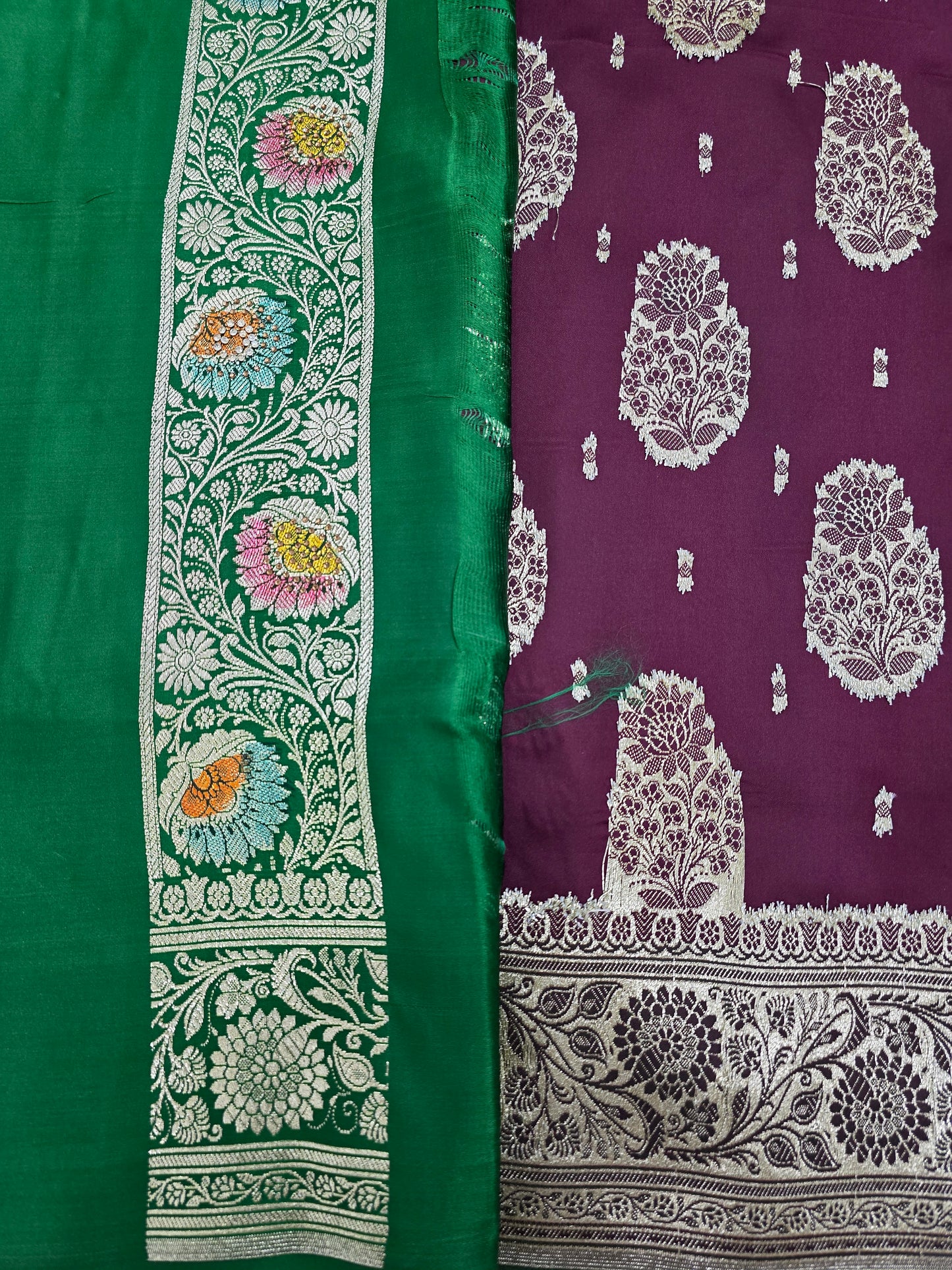 Wine Mina Kari Zarkan Swarovski Banarasi Saree