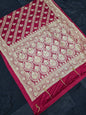 Maroon Zardozi Zarkan Banarasi Katan Saree