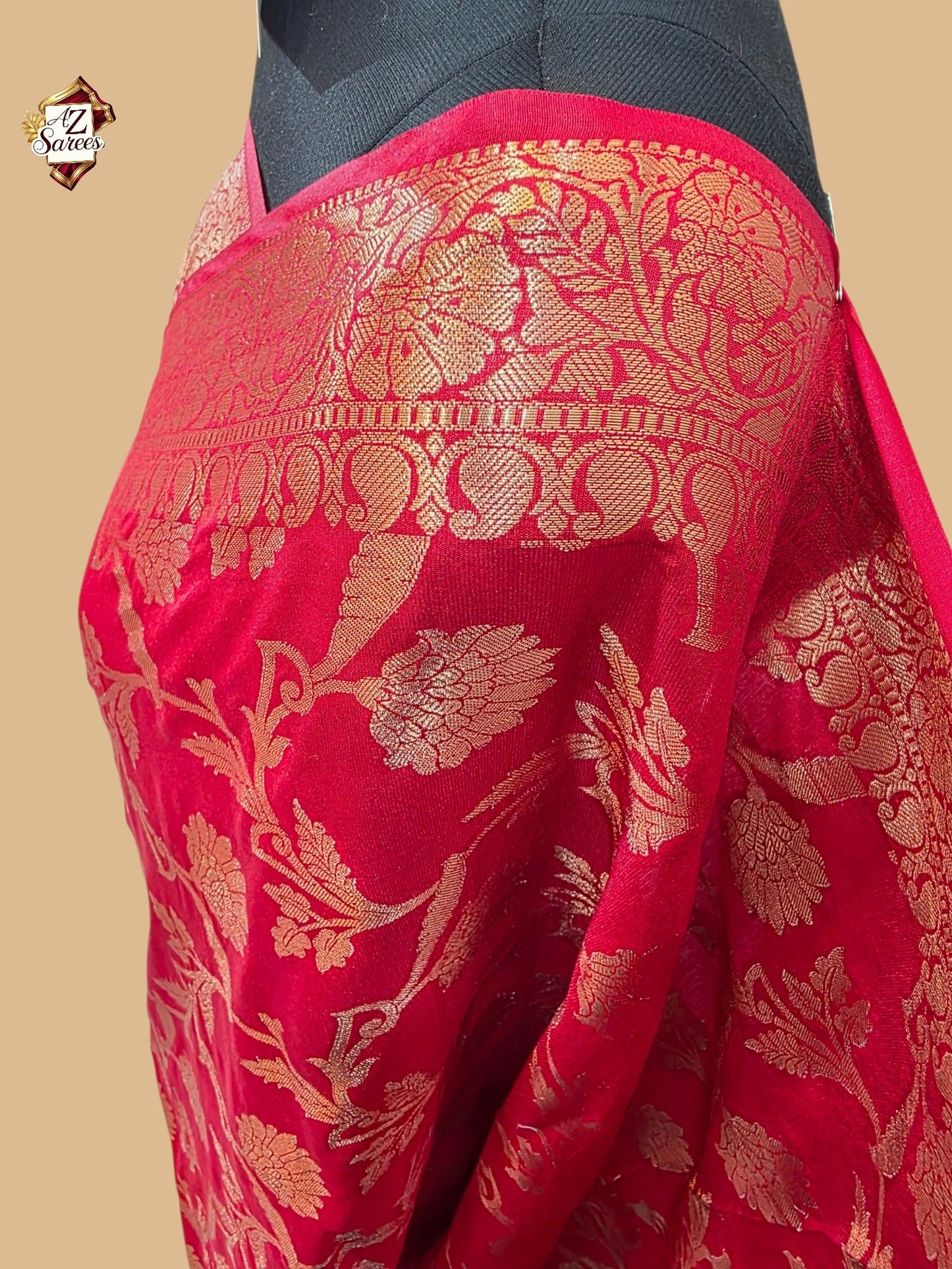 Red Banarasi silk saree