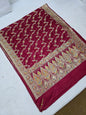 Maroon Zarkan Swarovski Banarsi Katan Saree