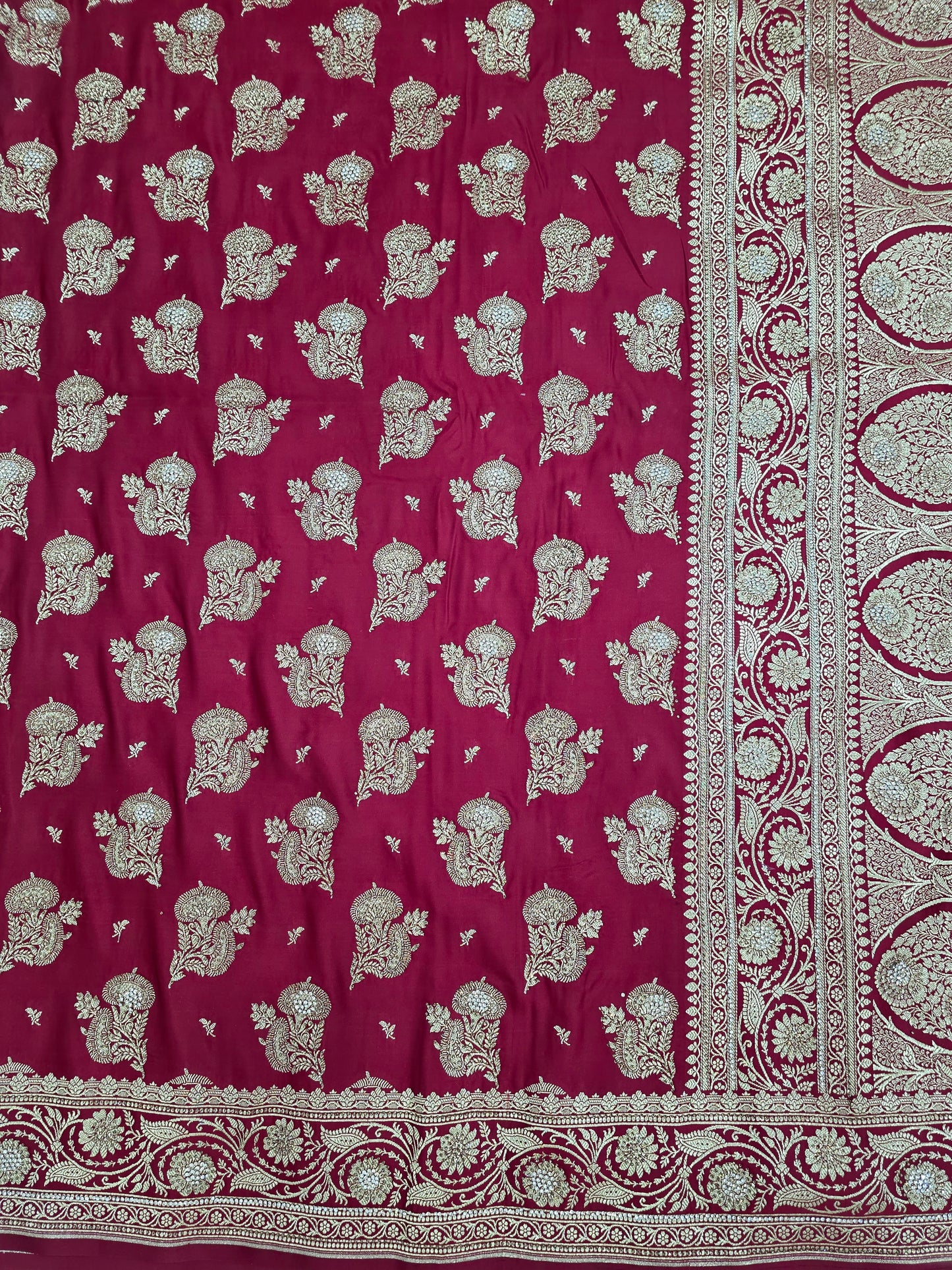 Maroon Zarkan Swarovski Banarasi Saree