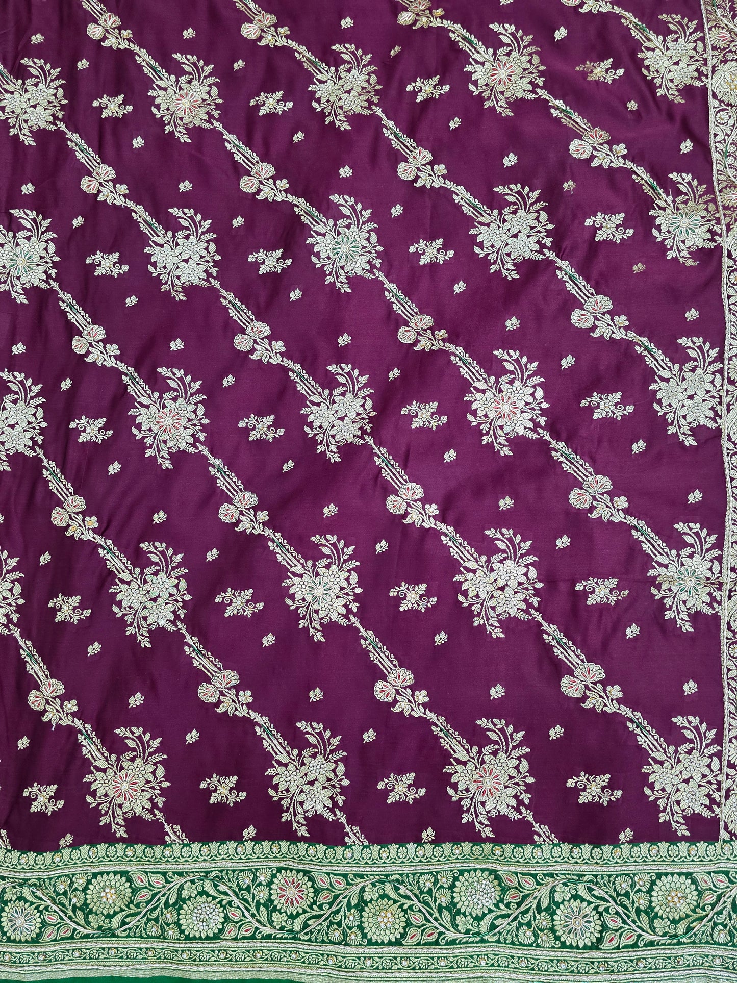 Wine Zardozi Zarkan Banarasi Katan Saree