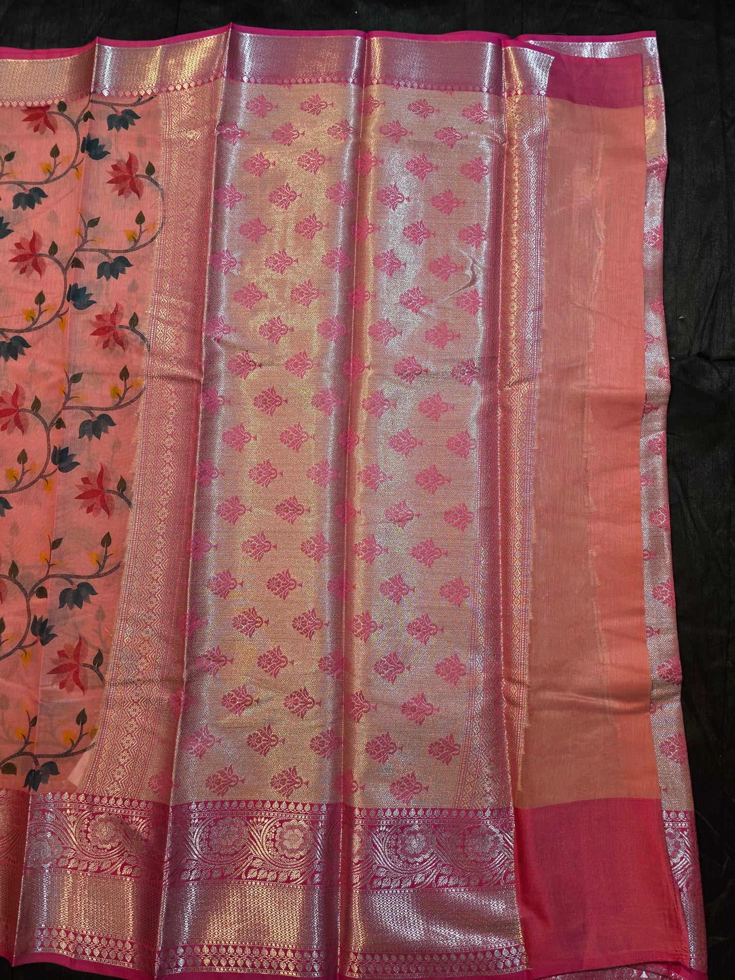 Peach Malti Printed Banarasi Silk saree