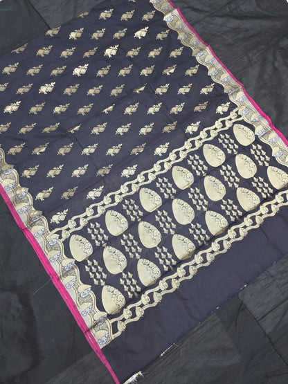 Black Banarasi Katan Saree