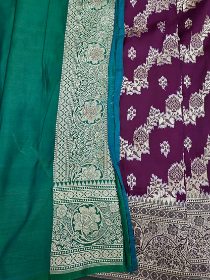 Wine Zarkan Swarovski Banarasi Saree
