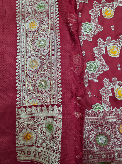 Maroon Zardozi Zarkan Banarasi Saree