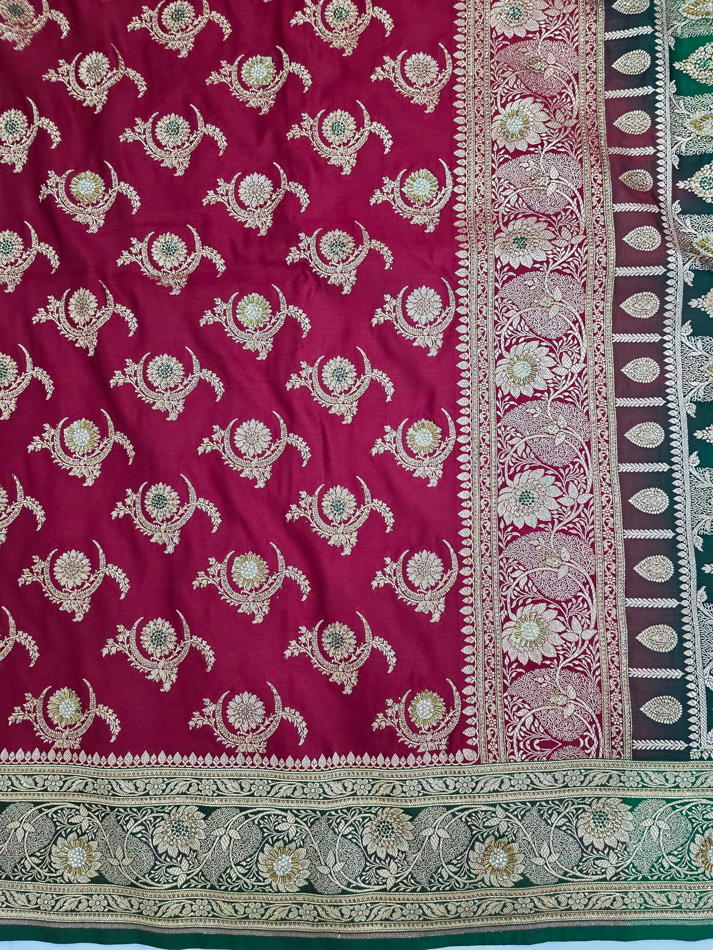 Maroon Zarkan Swarovski Banarasi Saree