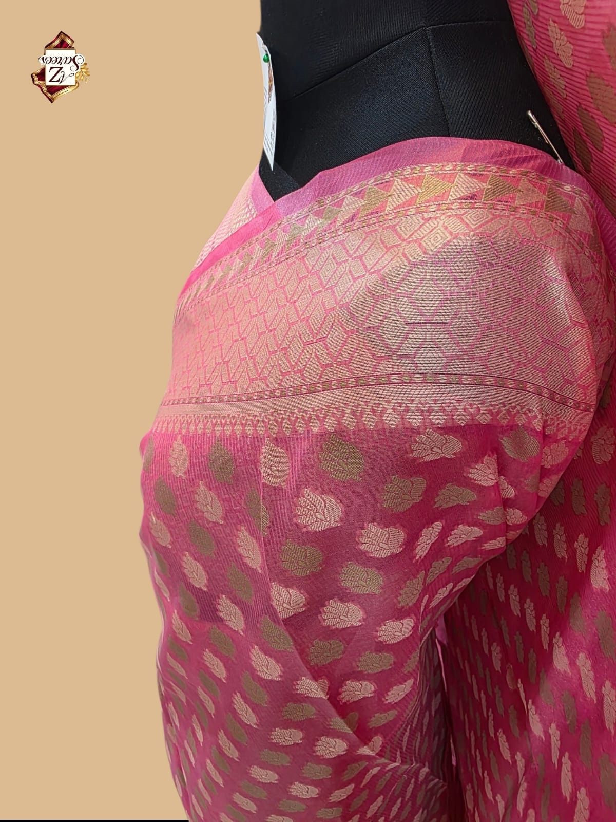 Pink Banarasi silk saree