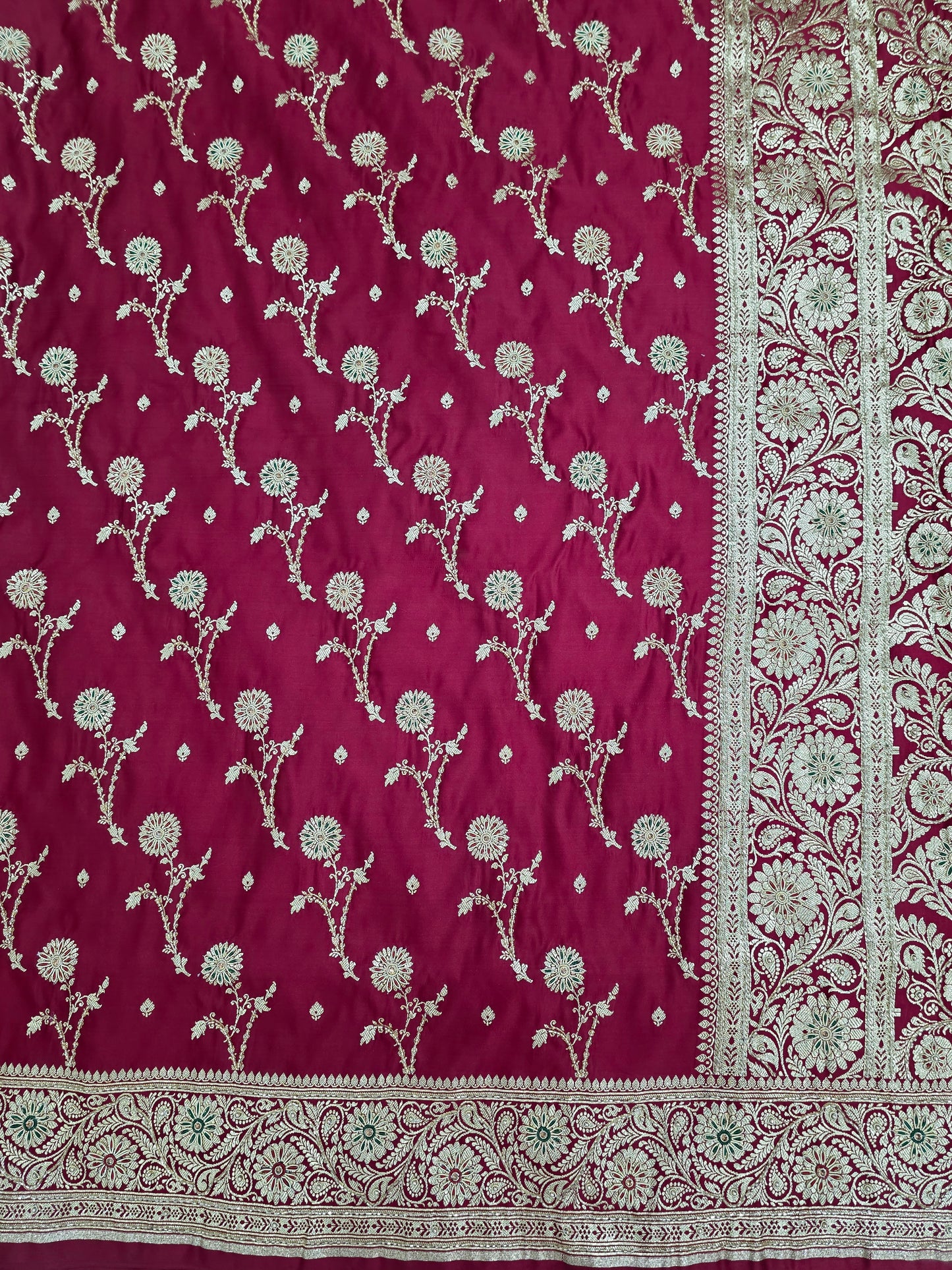 Maroon Zardozi Moti Katdana Banarasi Saree