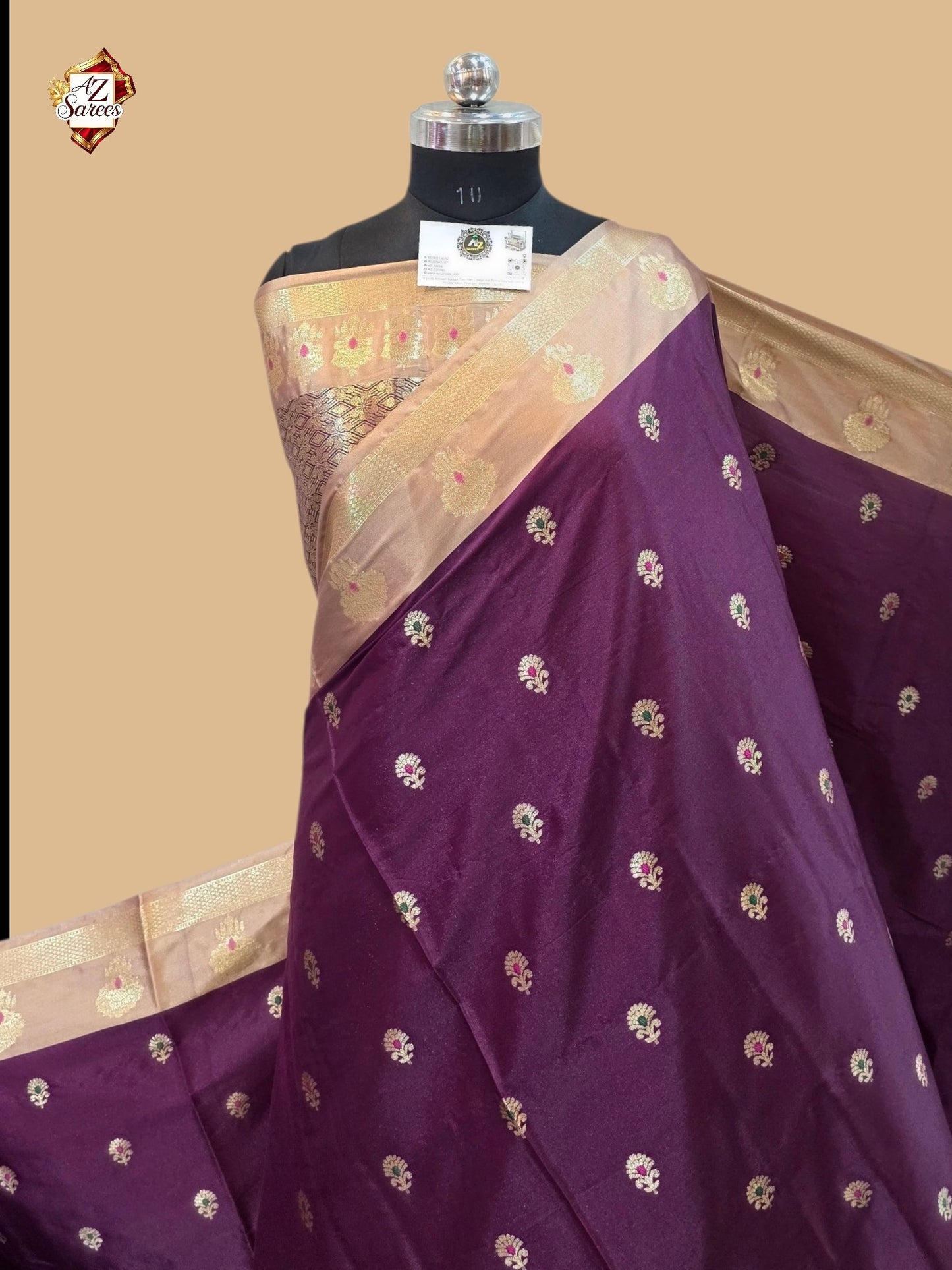 Wine Banarasi Silk saree