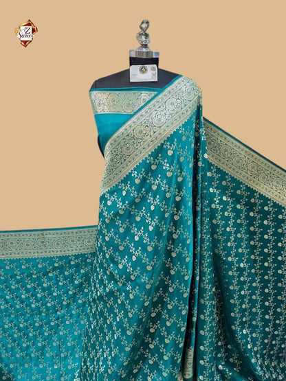 Teal Banarasi Katan Saree