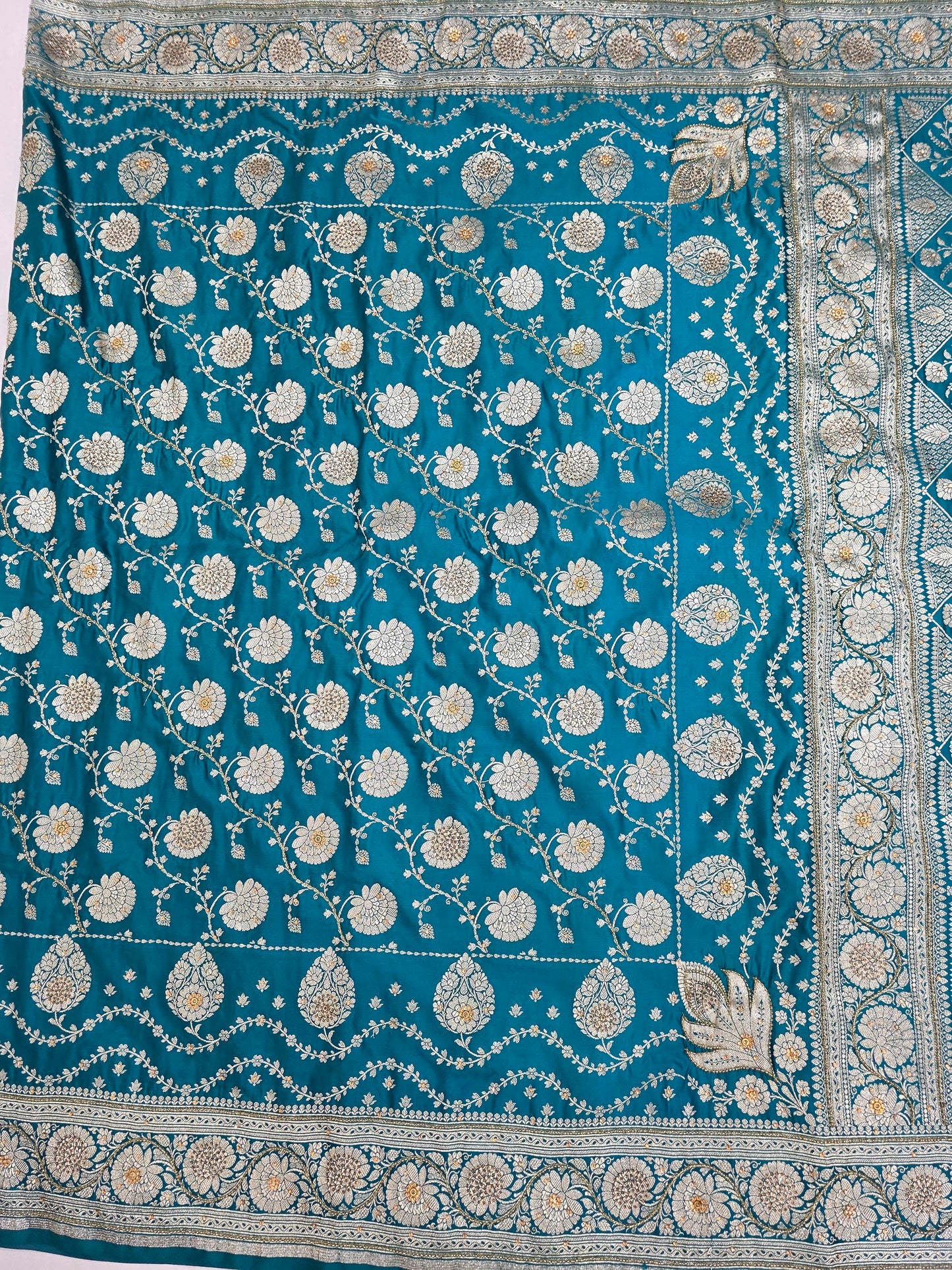 Teal Moti Banarasi Saree