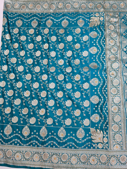 Teal Moti Banarasi Saree