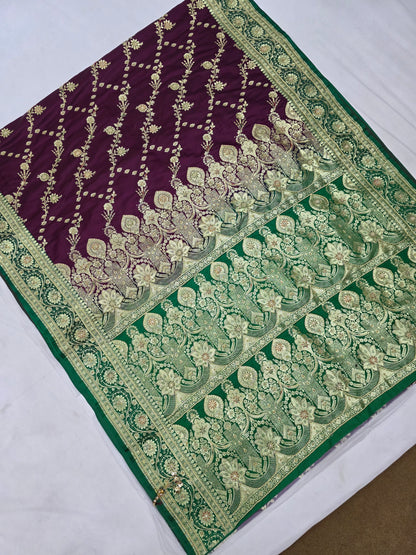Purple Zardozi Cutdana Banarasi Saree