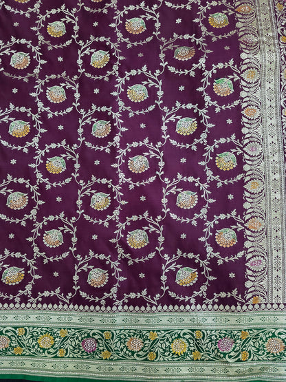 Wine Zarkan Banarasi Katan Saree