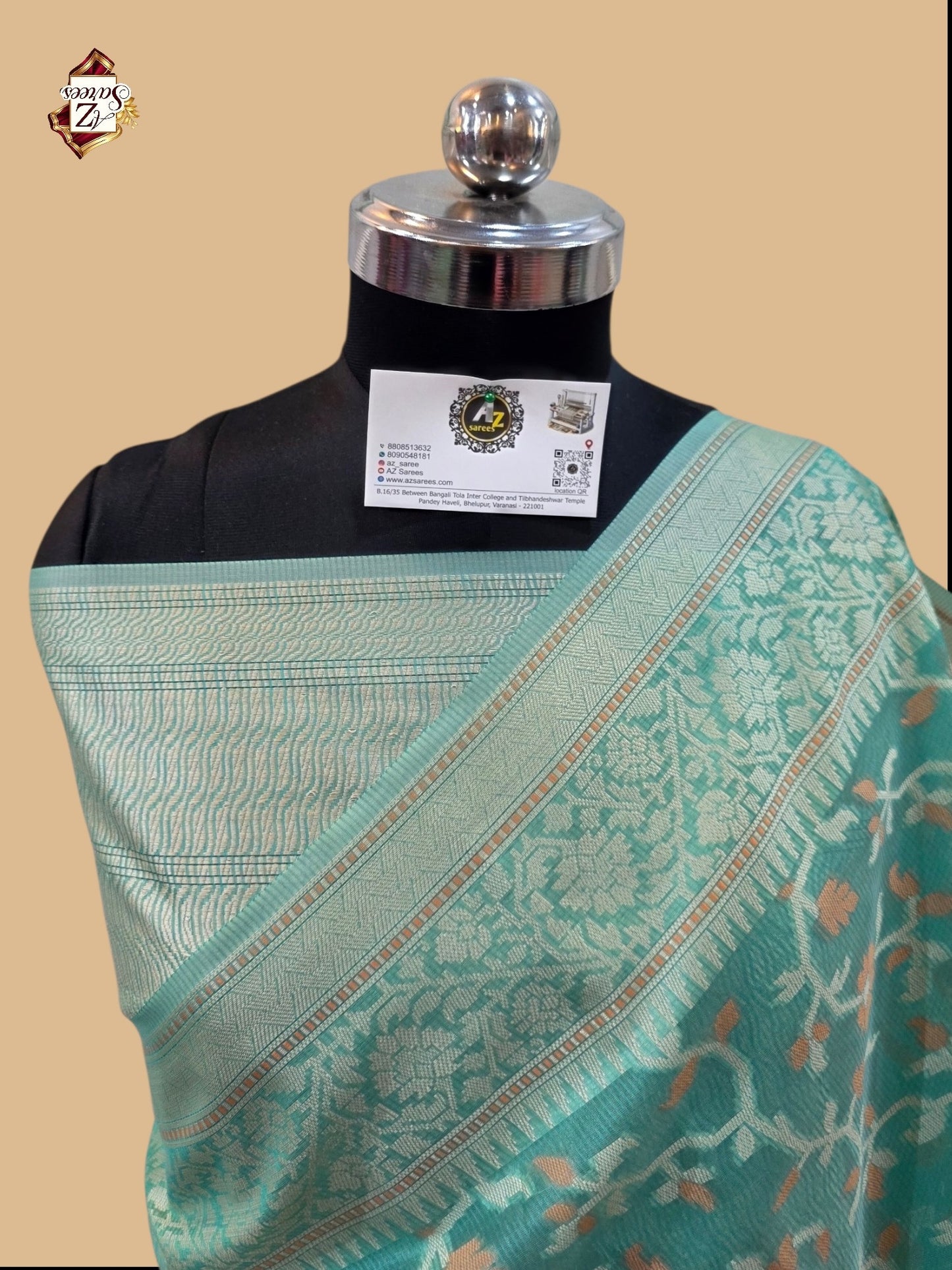 Sea Green Banarasi Silk Saree