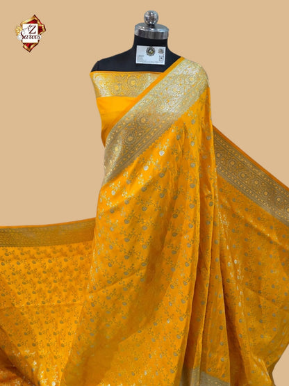 Yellow Banarasi Katan Saree
