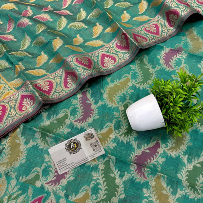 Sea green resham banarasi silk suit