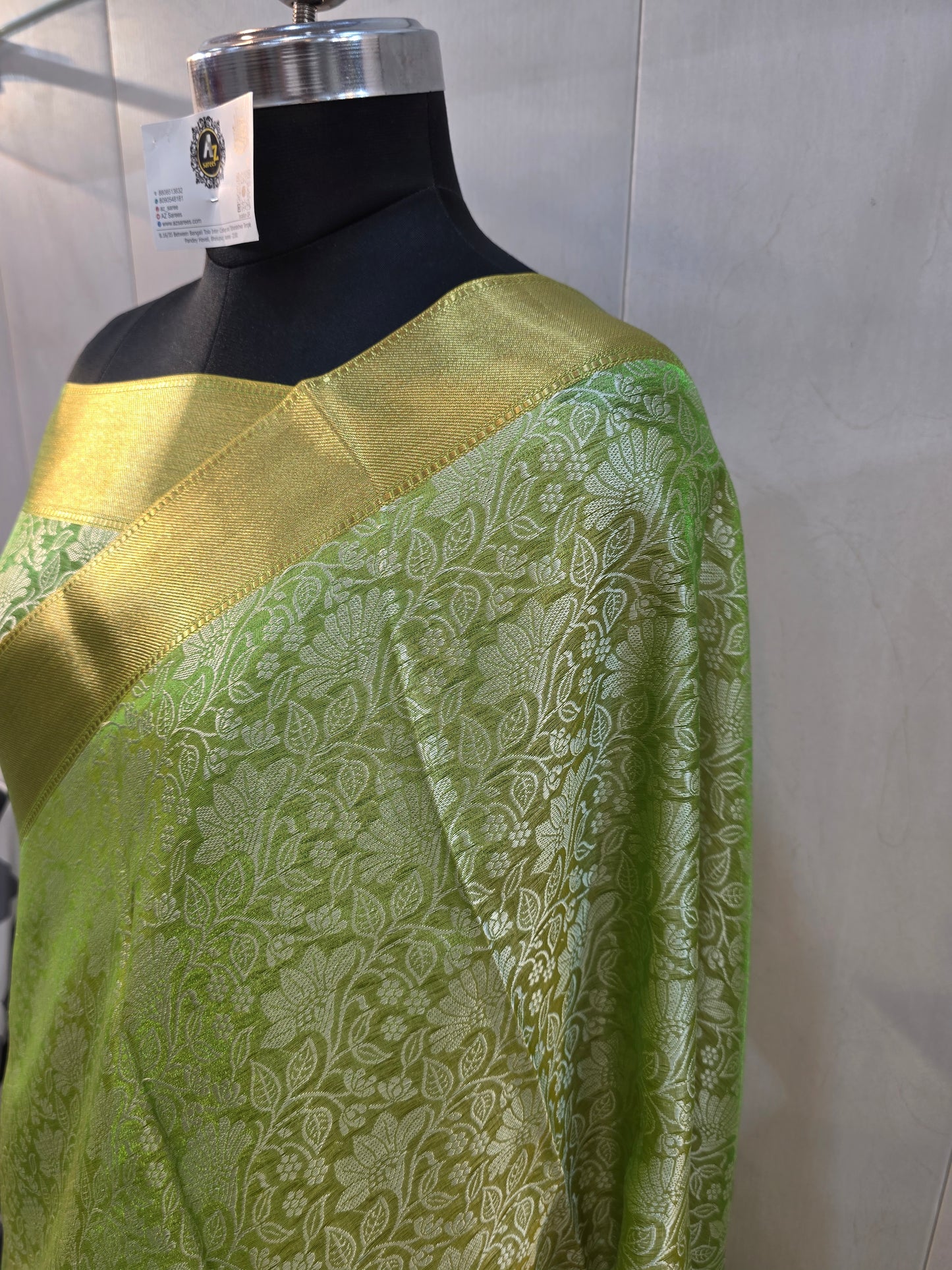 Sea green tanchoi saree