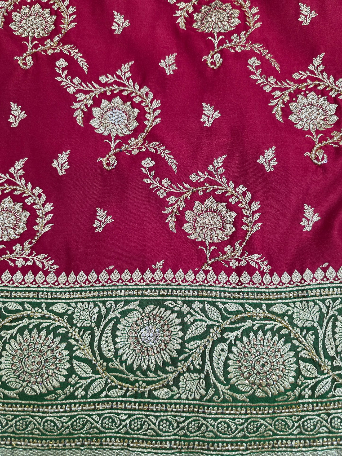 Maroon Zarkan Moti Banarasi Silk Saree