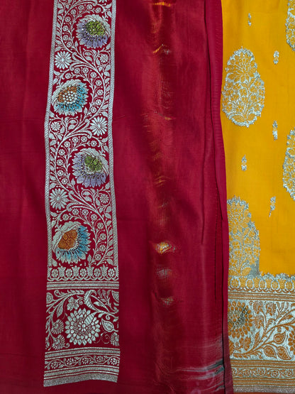 Gold Mina Kari Zarkan Swarovski Banarasi Saree