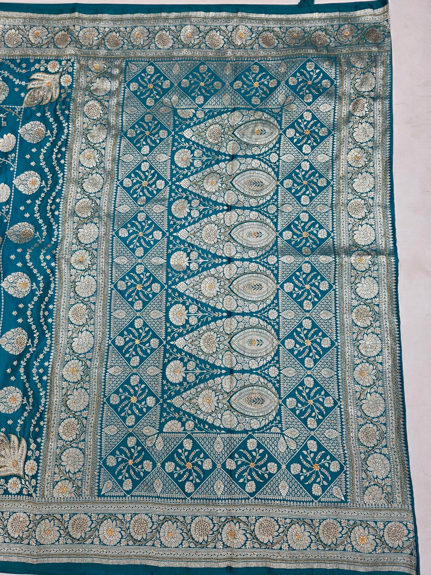 Teal Moti Banarasi Saree