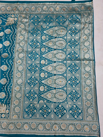 Teal Moti Banarasi Saree